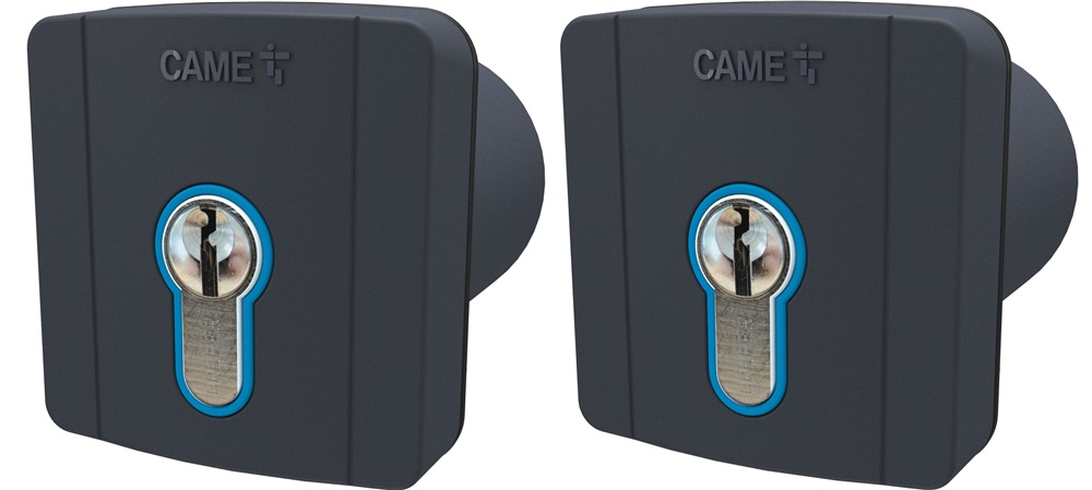 Kit 2 selettori chiave DIN incasso retroilluminati blu grigio RAL7024 per controllo accessi