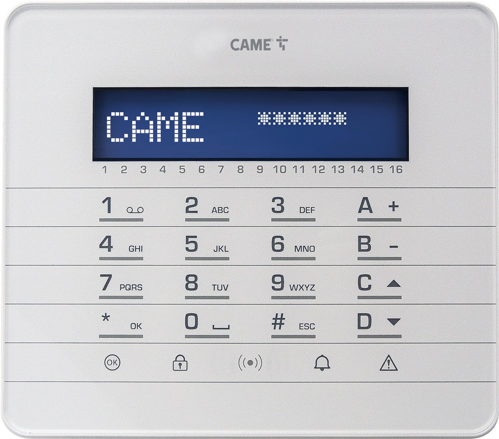 Tastiera bianca radio LCD capacitiva retroilluminata per sistemi sicurezza controllo accessi allarme