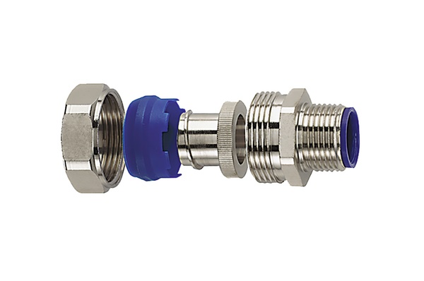 Raccordo corrugato rivestito LTS25-FMC M25 ottone nichelato compressione IP69K uso filettato