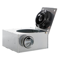 Aspiratore centrifugo compatto 100 mm con motore AC rotore esterno per installazione parete soffitto controsoffitto