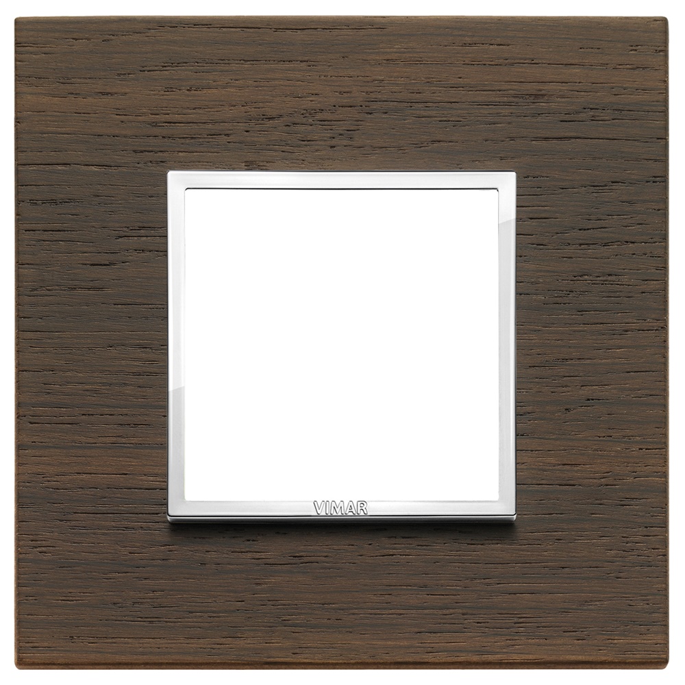 Placca 2 moduli legno naturale wengé design moderno per interruttori e prese