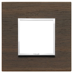 Placca 2 moduli legno naturale wengé design moderno per interruttori e prese