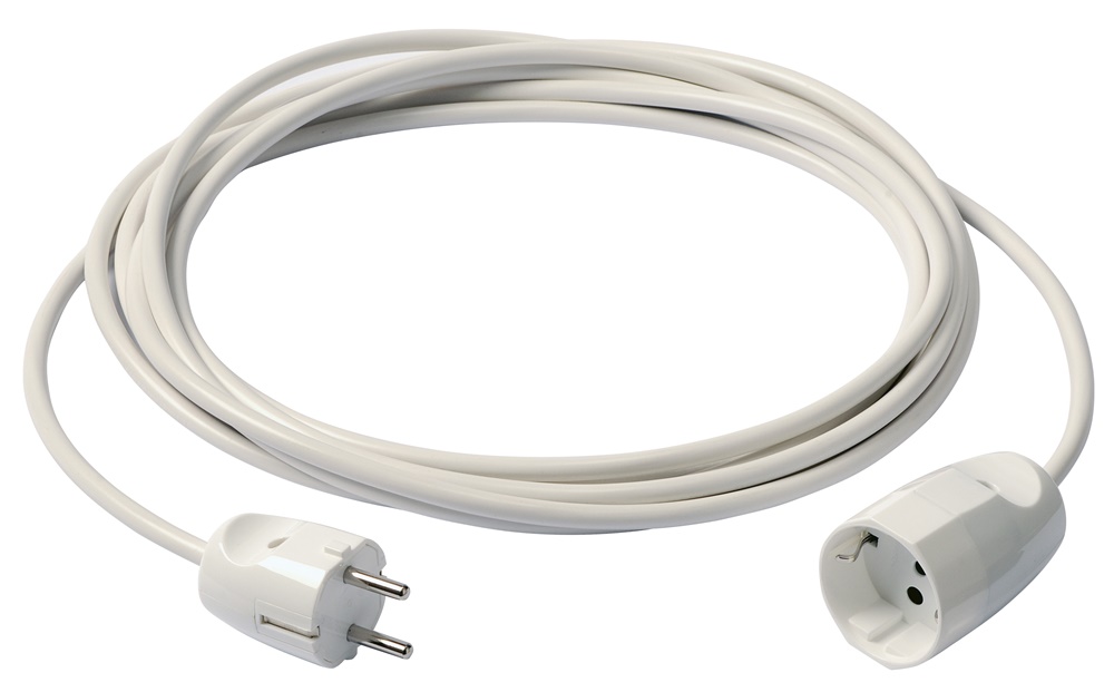 Cavo prolunga 5m 3G1 mm² H05VV-F spina Schuko presa P30 bianco