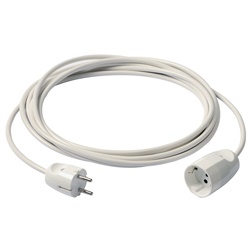 Cavo prolunga 5m 3G1 mm² H05VV-F spina Schuko presa P30 bianco