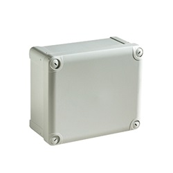 Scatola PC IP66 IK08 RAL7035 Int.H105W105D55 Ext.H116W116D62 coperchio PC opaco
