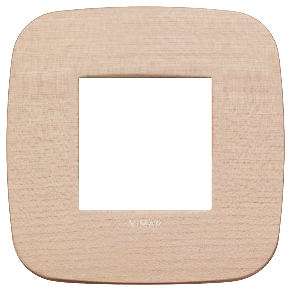 Placca Round 2 moduli legno naturale acero per impianti elettrici