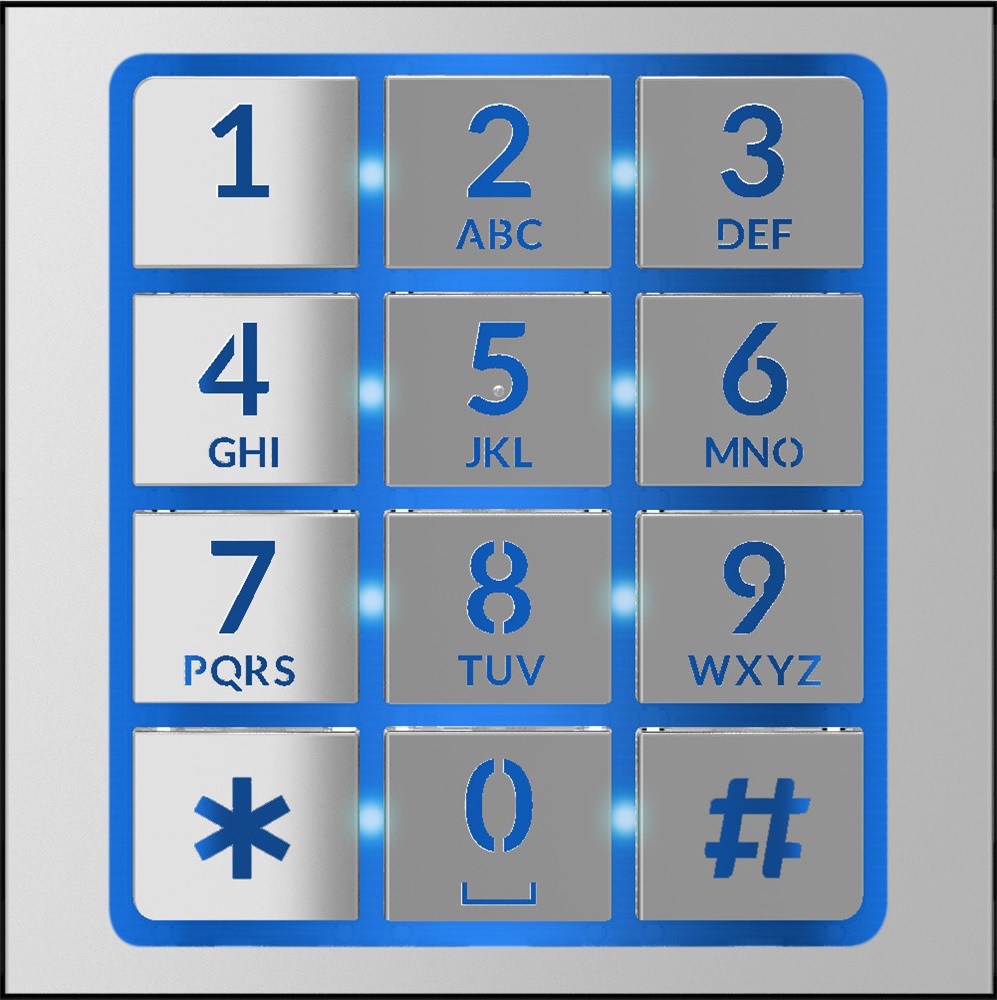 Pannello frontale tastiera accessi compatto retroilluminato IK07 per controllo accessi elettrici