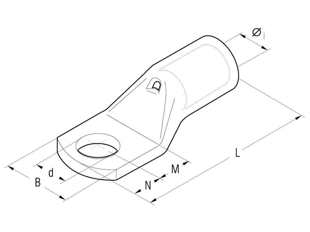 Capocorda ad occhiello rame 50mmq vite 8mm per connessioni elettriche stagno