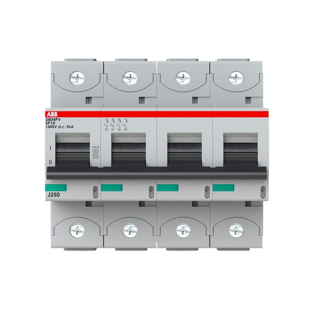 Interruttore automatico S804PV-SP10 4 poli 10A DC 1500V per impianti fotovoltaici