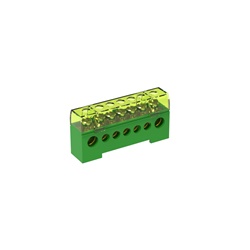 Morsettiera unipolare isolata 80A 7 fori verde per connessioni elettriche industriali