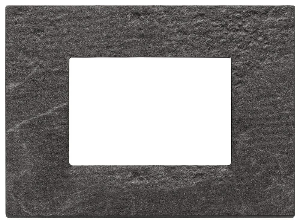 Placca 3 moduli pietra lavorata nero Marquina per installazioni elettriche design elegante