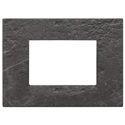 Placca 3 moduli pietra lavorata nero Marquina per installazioni elettriche design elegante