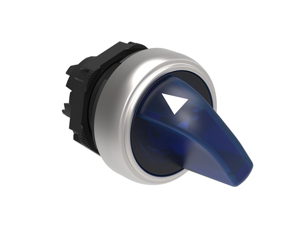 Selettore luminoso blu Ø22mm 2 posizioni 0-1 plastica cromata serie Platinum controllo macchine