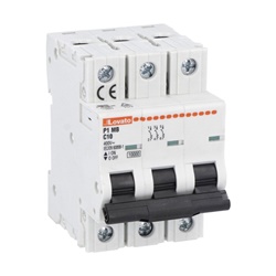 Interruttore magnetotermico 3 poli 10A caratteristica C 10kA 3 moduli uso industriale