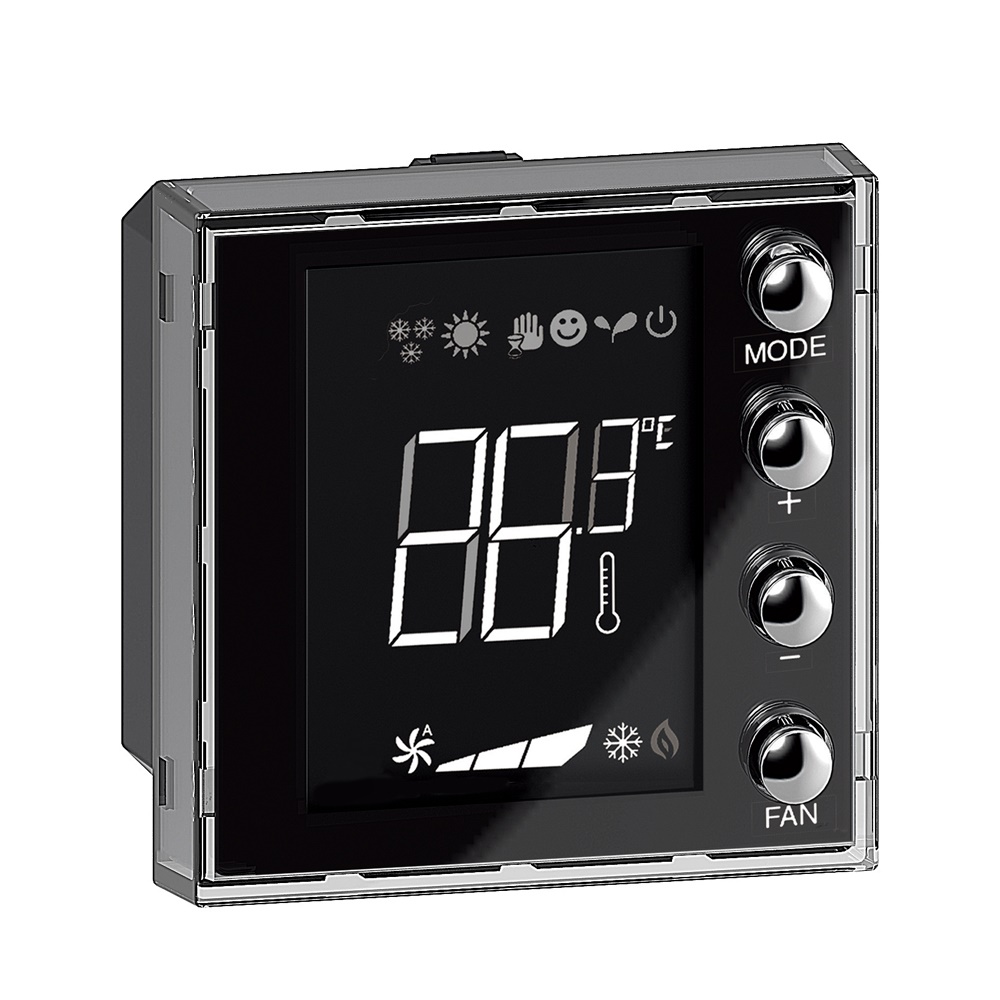 Termostato digitale KNX Axolute con display retroilluminato 1,6 e 4 pulsanti, controllo riscaldamento/raffrescamento, compatibile impianti domotici residenziali e professionali