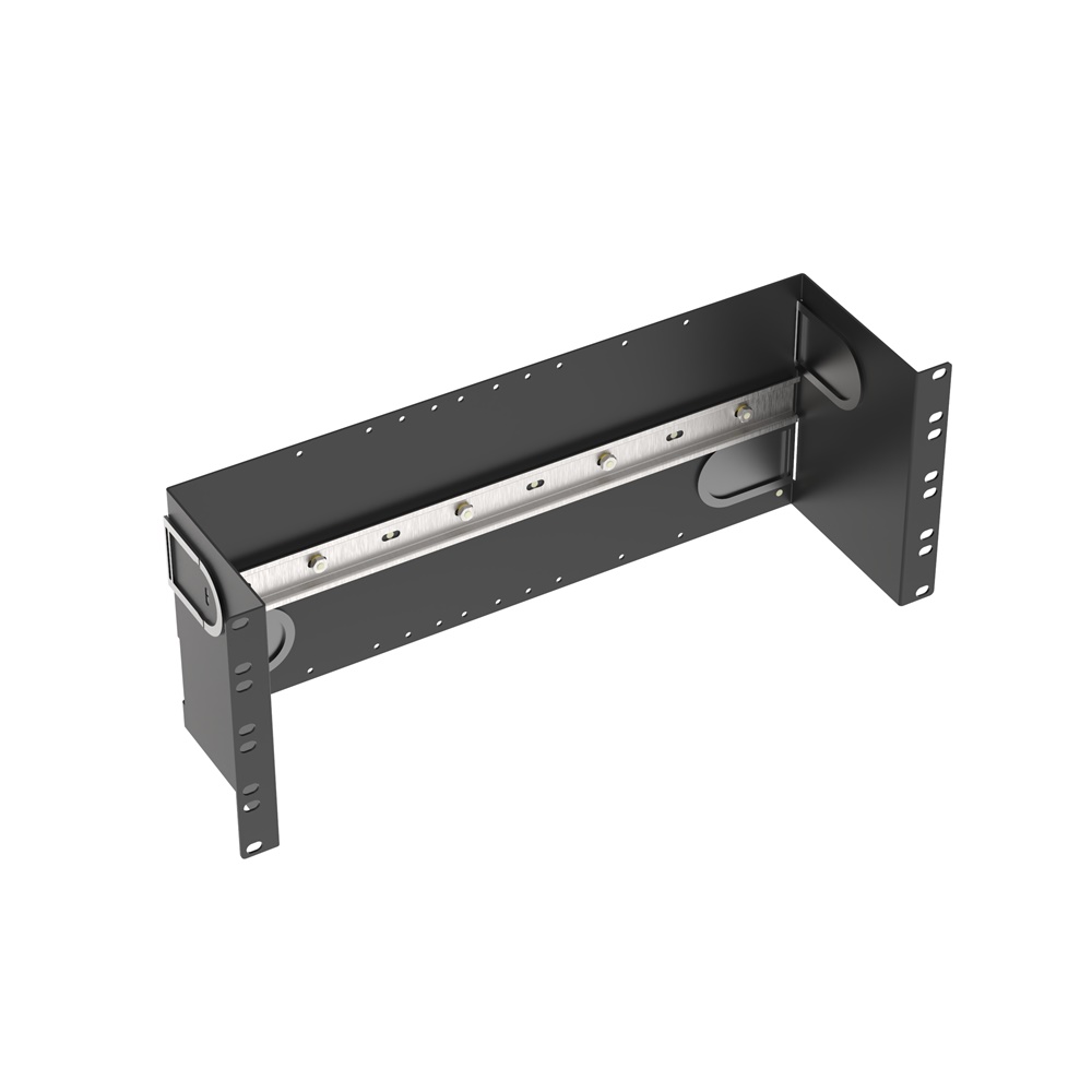 DIN RAIL BRACKET,19IN,4RU,BLK,EA