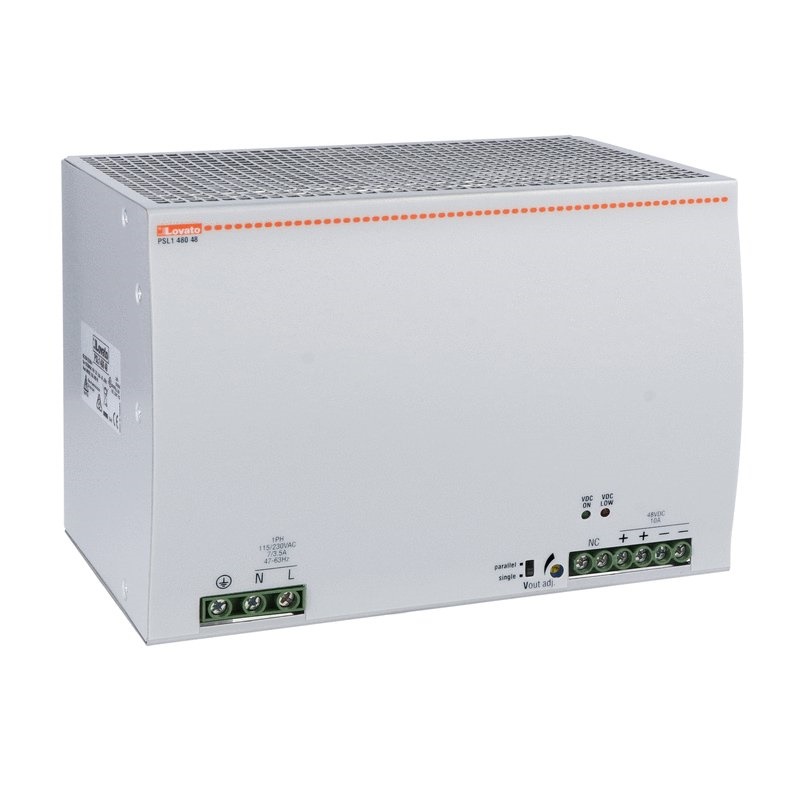 Alimentatore switching 480W 48VDC 10A fissaggio guida DIN monofase