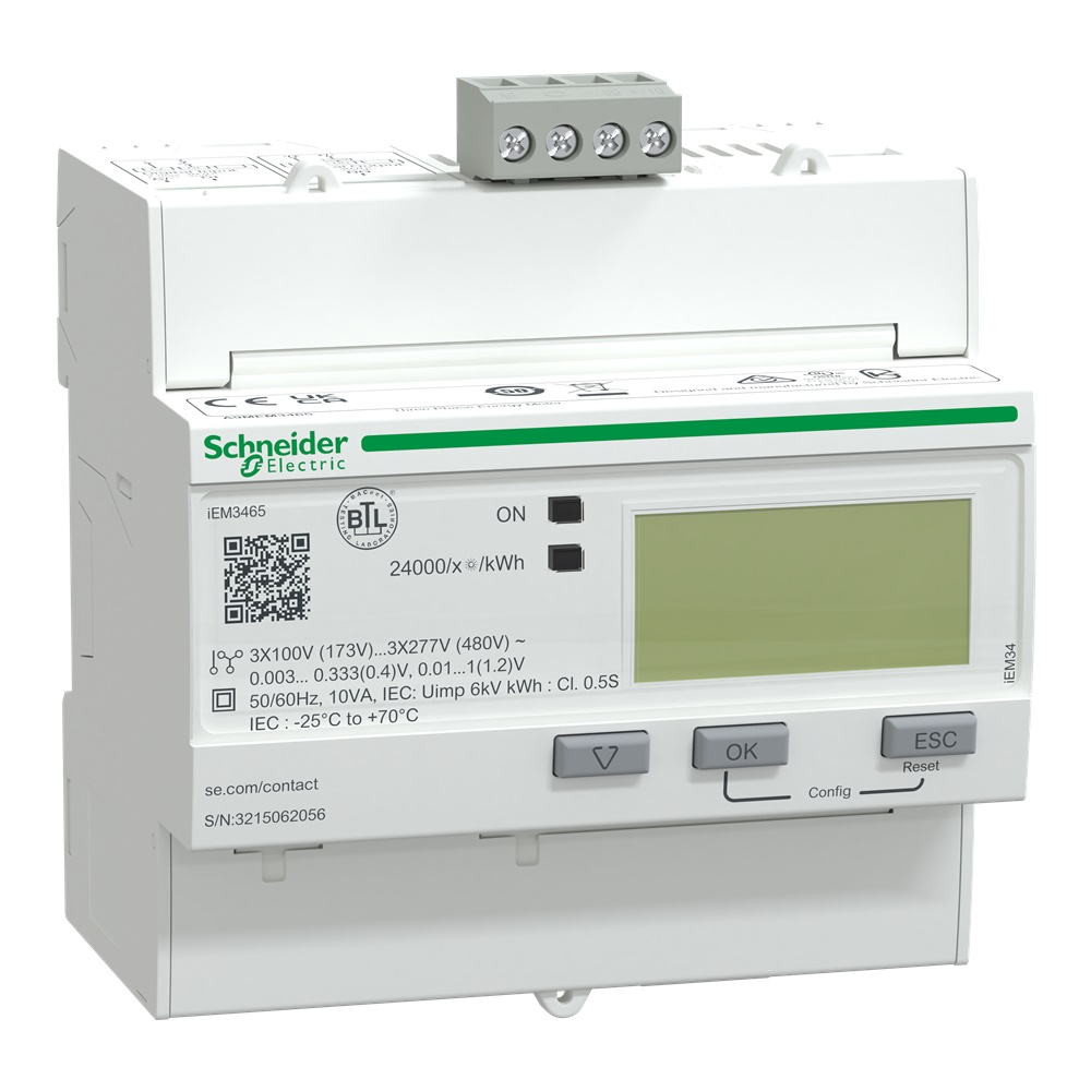 Contatore energia trifase iEM3465 3P+N BACnet con ingressi/uscite digitali e LVCT per sotto-fatturazione