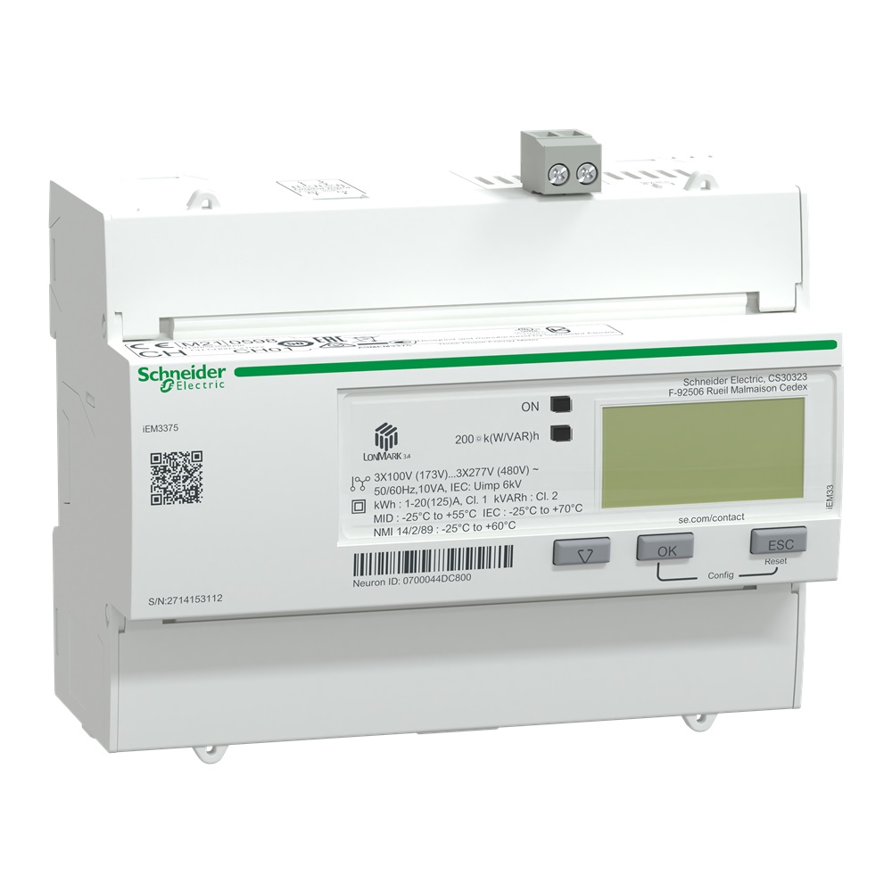Contatore energia trifase 3P+N 125A inserzione diretta LON MID per misurazione consumo elettrico
