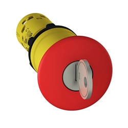 Pulsante emergenza Ø22 - rosso - testa fungo Ø40 - sblocco rot.chiave 2 NC