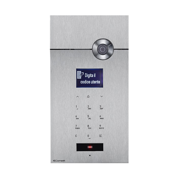 Serie 3one6 - Pulsantiera video da incasso in acciaio inox AISI 316, 15 pulsanti sense, sistema ViP, LCD, tastiera braille, IK08, H.264