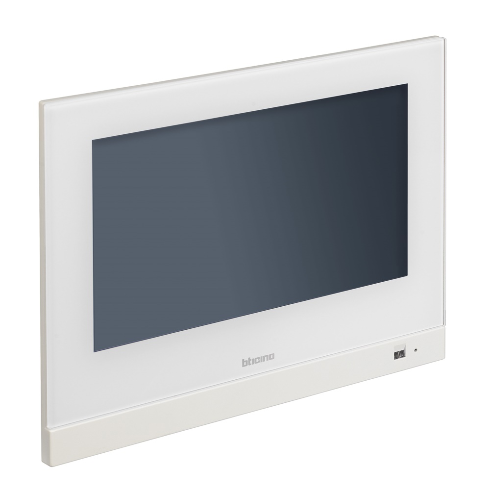 Touch screen 7” HOMETOUCH per controllo domotico integrato impianti videocitofonici e gestione funzioni smart casa colore bianco