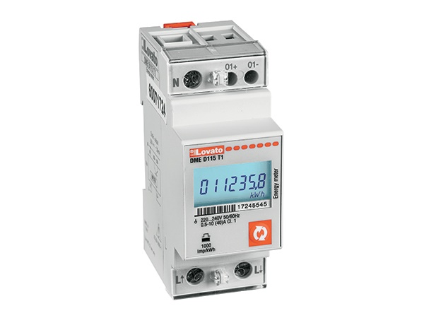 Contatore energia digitale monofase 40A 2 moduli uscita statica programmazione display LCD retroilluminato uso residenziale e industriale