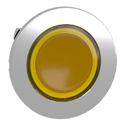Testa pulsante luminoso giallo filopannello- per LED universale- Ø30