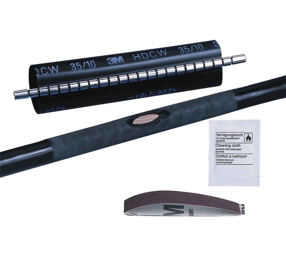 Guaina termoretraibile 3M HDCW poliolefina con adesivo, protezione cavi MT e BT, cerniera metallica anticorrosiva, 140/40 mm, 500 mm