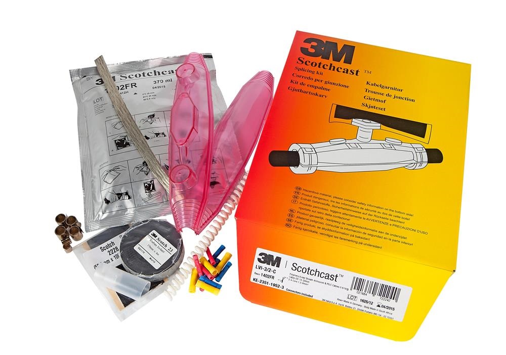 Kit giunzione cavi armati 3M Scotchcast LVI-3/4, isolamento e protezione per installazioni indoor, outdoor, sotterranee e sommerse, corpo trasparente monocomponente, 28-47 mm