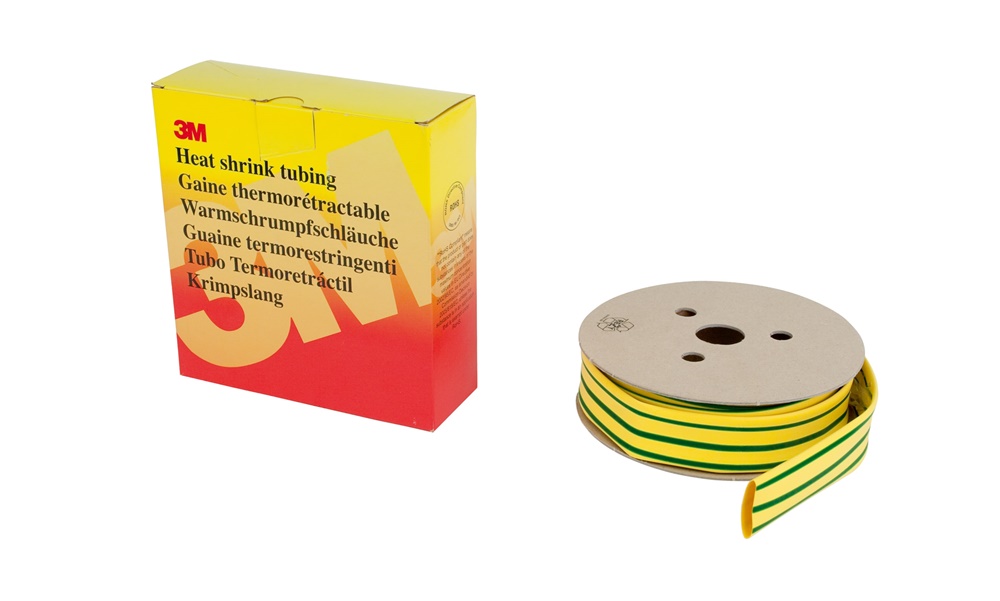 Guaina termorestringente 3M HSR 9,5/4,8 mm strisce verde/giallo isolamento e protezione cavi bassa tensione dispenser 7 m