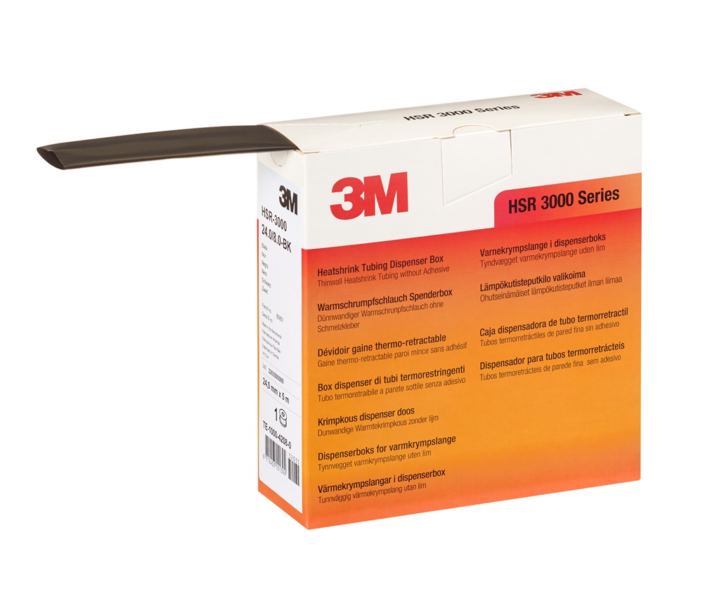 Guaina termorestringente 3M HSR-3000 nero 9,0/3,0 mm isolamento e protezione cavi elettrici dispenser 7 mt