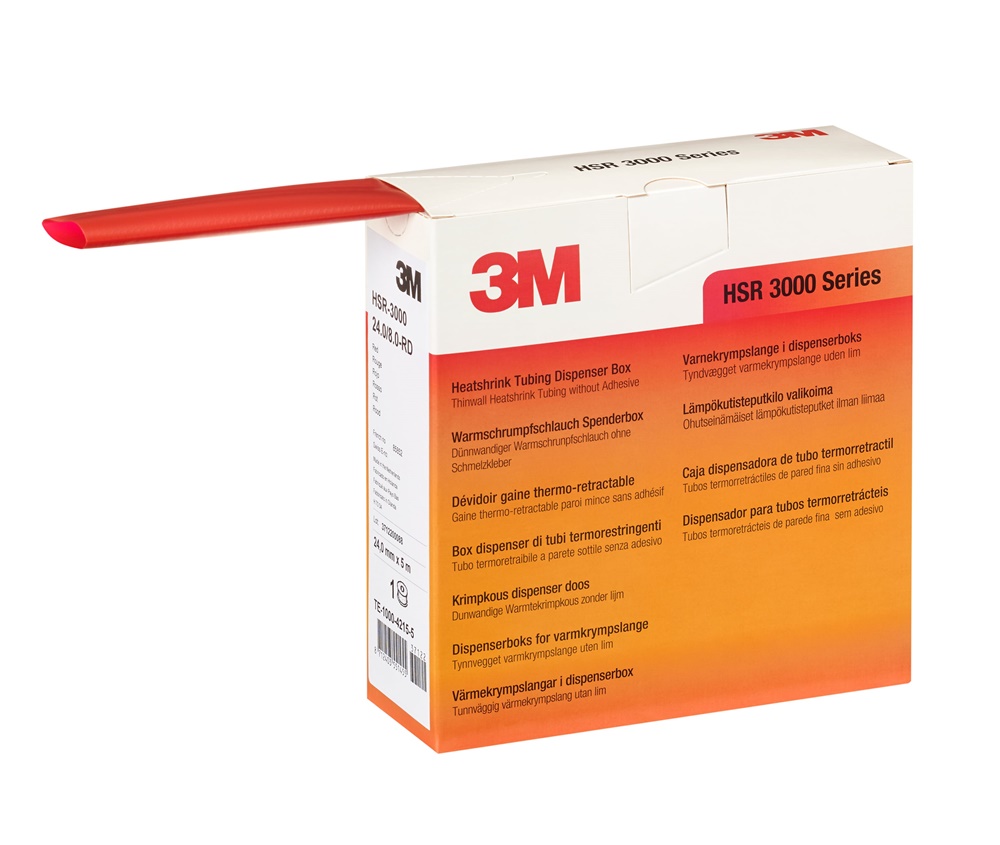 Guaina termorestringente 3M HSR-3000 24x8 mm rossa per isolamento e identificazione cavi industriali