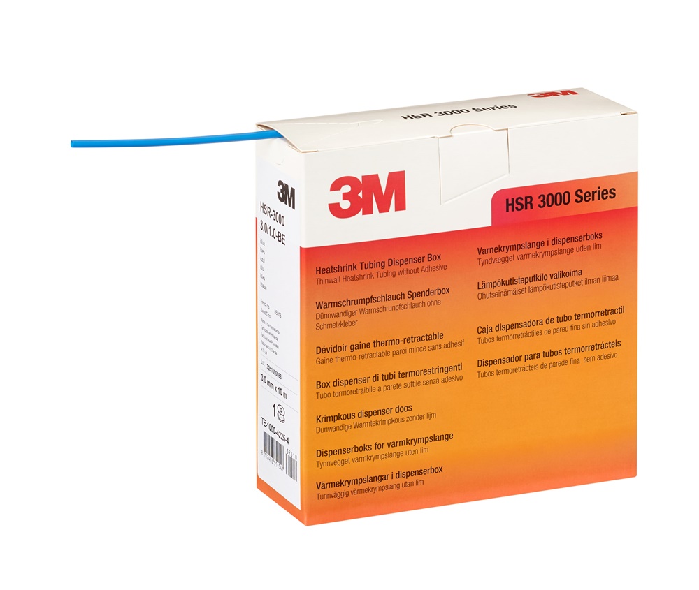 Guaina termorestringente 3M HSR-3000 3,0/1,0 mm blu per isolamento e identificazione cavi industriali dispenser 10 mt