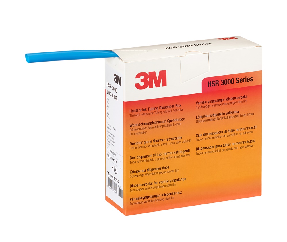 Guaina termorestringente 3M HSR-3000 6,0/2,0 mm blu isolamento e protezione cavi elettrici confezione dispenser 10 mt