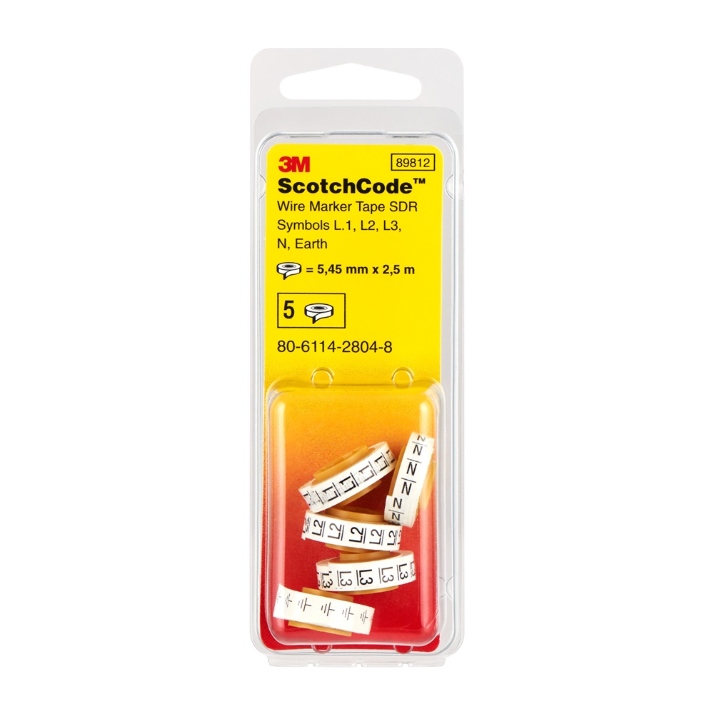 Nastro ricambio 3M ScotchCode SDR simboli L1 L2 L3 N Terra per marcatura fili elettrici resistente olio acqua