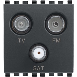 Presa coassiale TV-FM-SAT diretta 3 uscite 5-2400 MHz grigio 2 moduli
