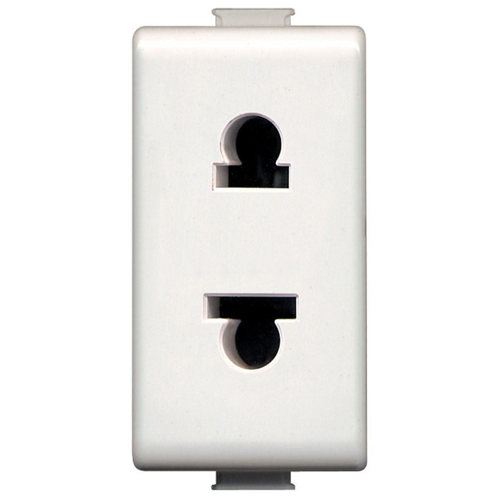Presa standard Euro-US 2 poli 16A 127/250V bianca per uso residenziale e commerciale