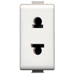 Presa standard Euro-US 2 poli 16A 127/250V bianca per uso residenziale e commerciale