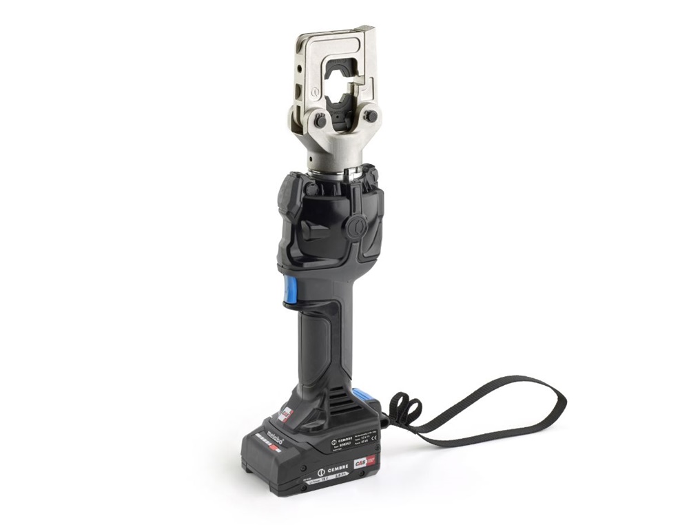 Crimpatrice oleodinamica a batteria 60kN testa apribile rotante 180° per connettori fino 300 mm²