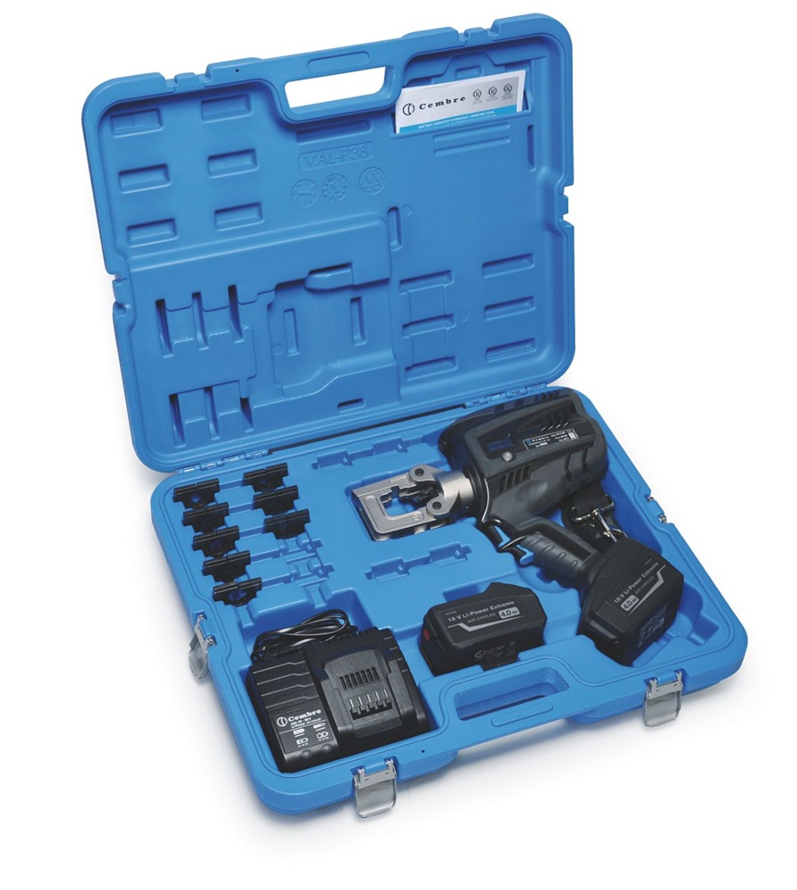 Kit crimpatura oleodinamico B500 63 kN con 8 coppie matrici esagonali per capicorda e giunti B.T. 25-185 mm² e valigetta trasporto robusta