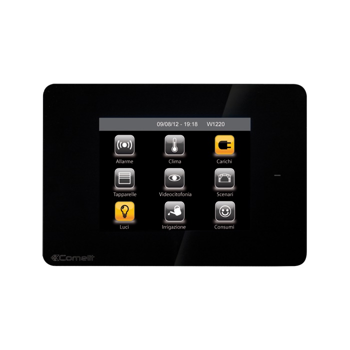 Serie Minitouch - Supervisore 3.5 touch nero, sistema SimpleHome, gestione completa domotica, RFID integrato