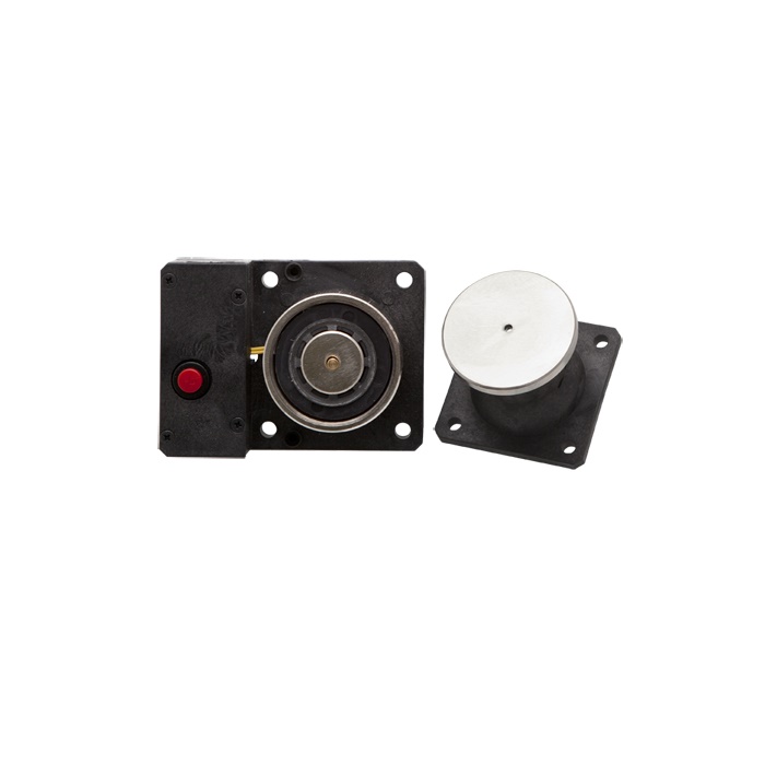 Elettromagnete 50kg porte tagliafuoco, pulsante sgancio manuale incluso, 24VDC 50mA, EN1155