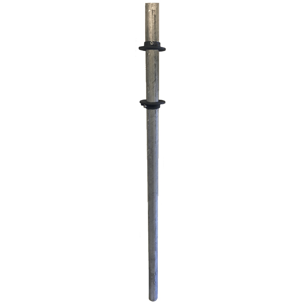 Sostegno tubolare zincato con flange alluminio per cassette protezione catodica altezza 890 mm diametro 1,5 pollici