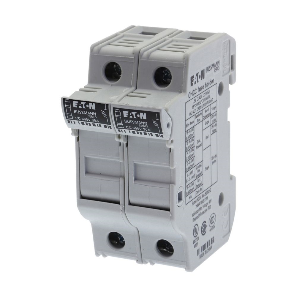CHCC2DU Base Fusibile 10x38 30A 600V AC/DC 2 Poli Sicurezza Industriale