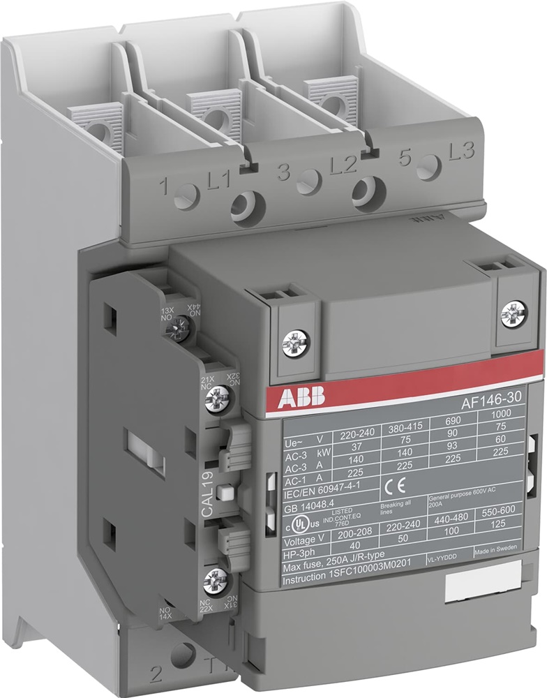 Contattore AF146-30-11B-14 3 poli 146A 1000V IEC 75kW motori AC-3 controllo tensione 250-500V