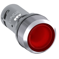 Pulsante compatto illuminato rosso 1NO 230V per controllo elettrico industriale e civile
