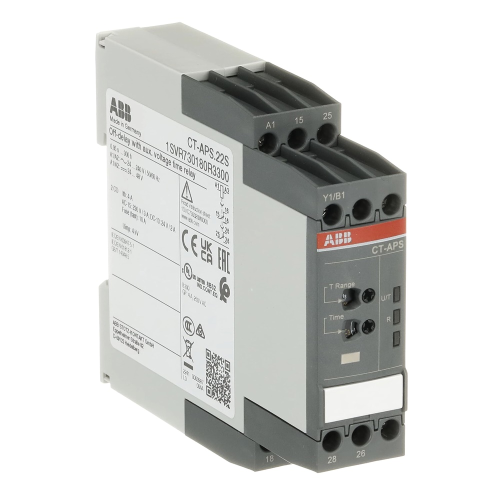 Time relay elettronico OFF-delay 2 contatti 24-240V AC/DC per automazione industriale