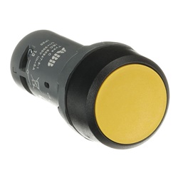 Pulsante comando compatto giallo 1NO+1NC corpo nero per impianti elettrici professionali