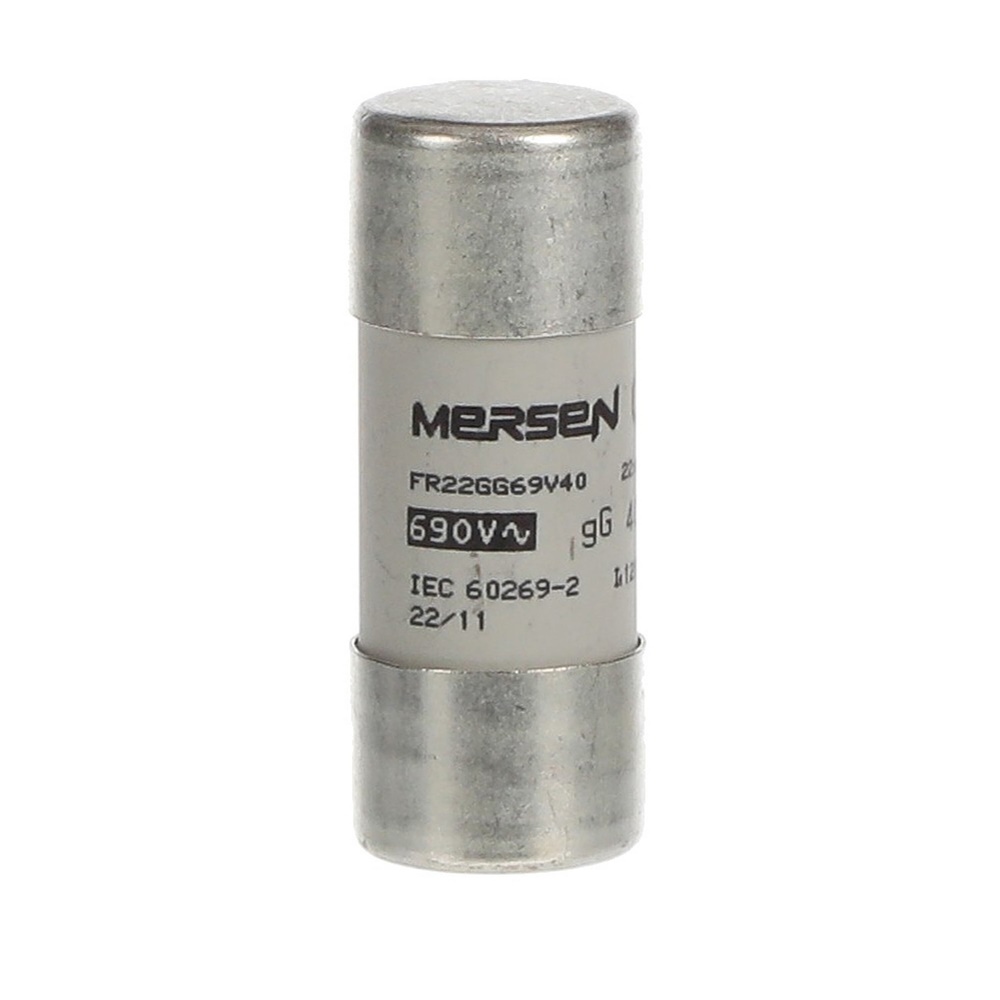 Fusibile cartuccia tipo GG 22x58 mm 40A protezione circuiti elettrici industriali e civili